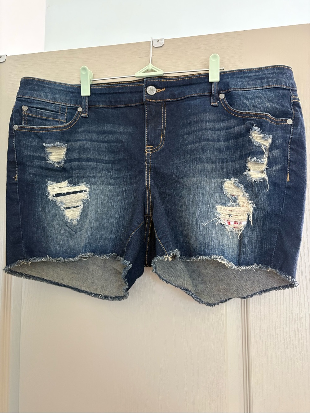torrid Dark Blue Distressed Denim Cutoff Shorts